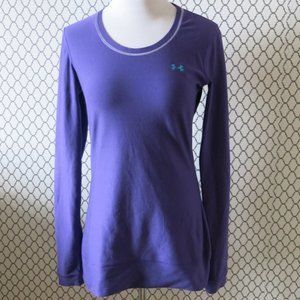 UNDER ARMOUR AllSeasonGear Purple Fitted Long Sleeve Athletic Top - Size Medium